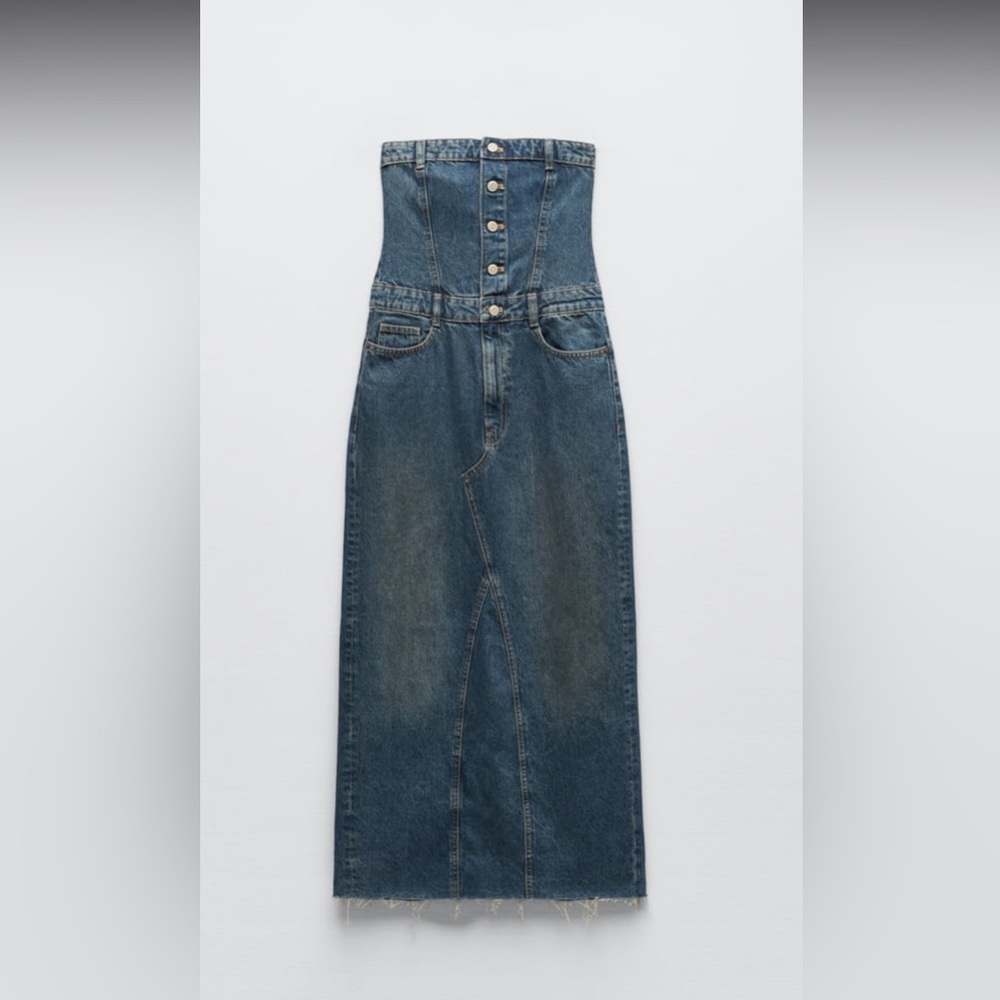 zara strapless denim dress size small